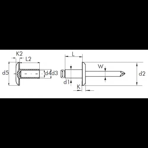 Полый элемент заклепки Bralo G12340063145, 6.3х14.5x16 мм.