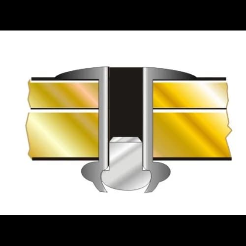 Заклепка Bralo вытяжная нержавеющая сталь широкий бортик А2 01310004016, 4х16x12 мм.