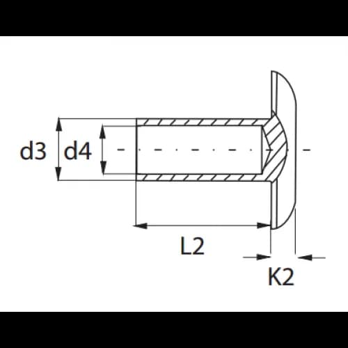 Полый элемент заклепки Bralo G12340063145, 6.3х14.5x16 мм.