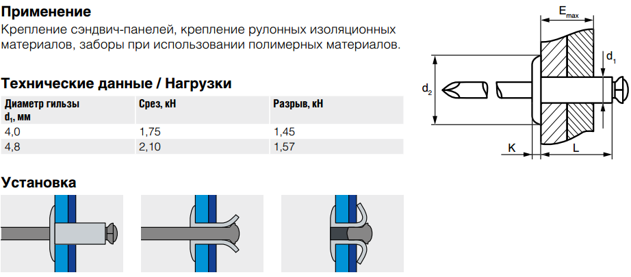 Чертеж заклепки вытяжной