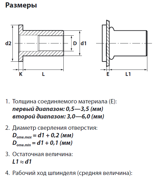 Резьбовая заклепка м6 чертеж